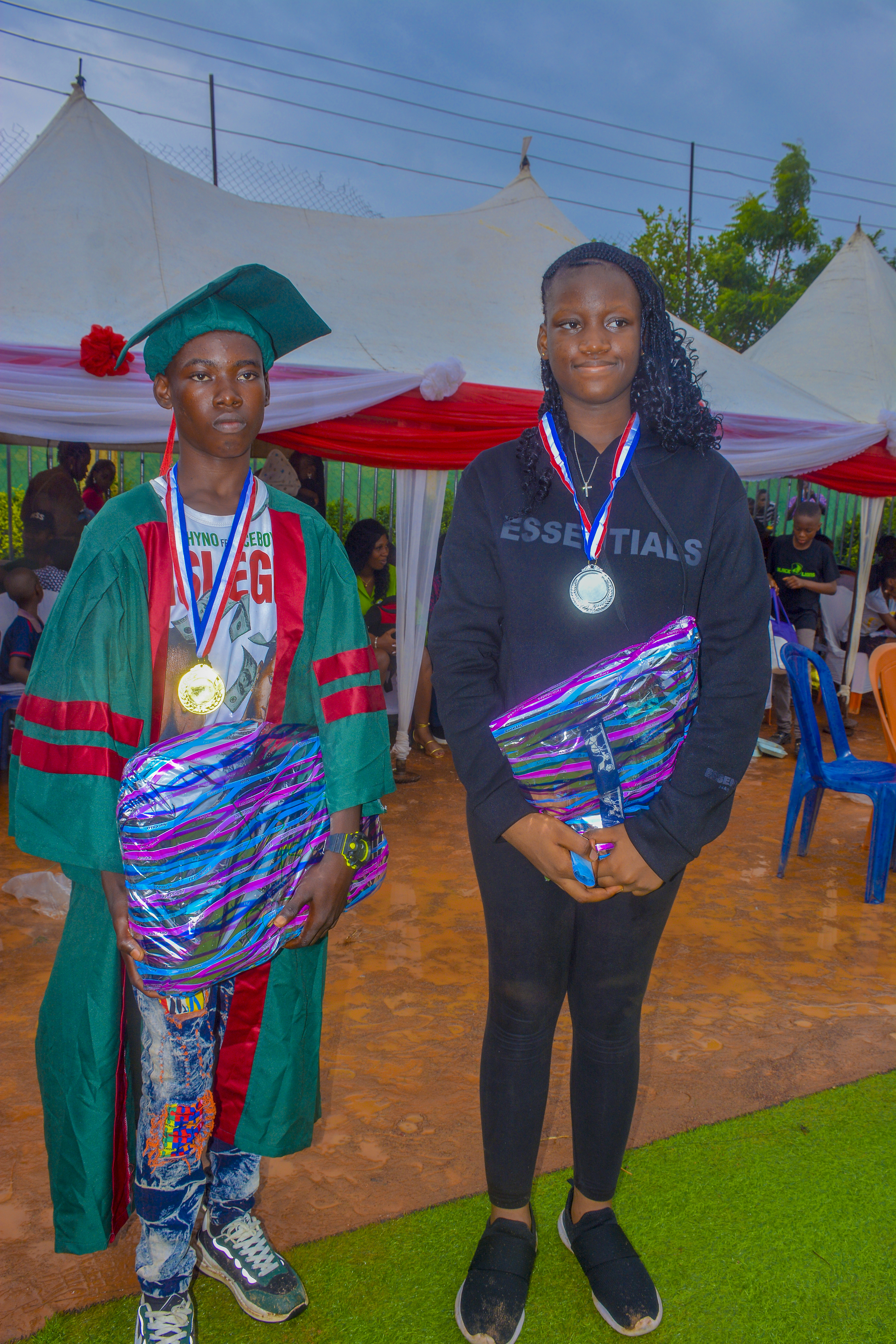 Awards ceremony — students with medals